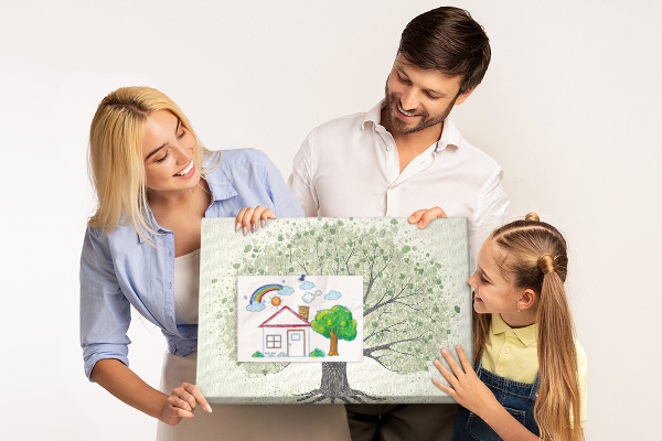 Tablero de corcho decorado Patrón de árbol con hojas verdes