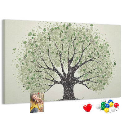 Tablero de corcho decorado Patrón de árbol con hojas verdes