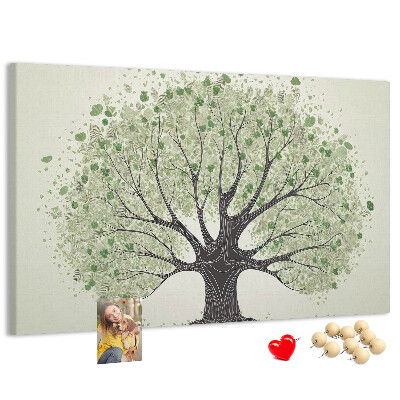 Tablero de corcho decorado Patrón de árbol con hojas verdes