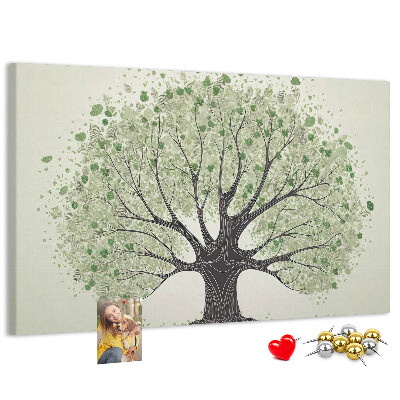 Tablero de corcho decorado Patrón de árbol con hojas verdes
