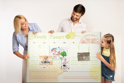 Tablero de anuncios agenda familiar con estampado de cítricos