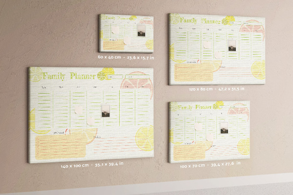 Tablero de anuncios agenda familiar con estampado de cítricos