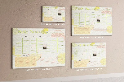 Tablero de anuncios agenda familiar con estampado de cítricos