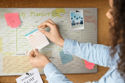 Tablero de anuncios agenda familiar con estampado de cítricos