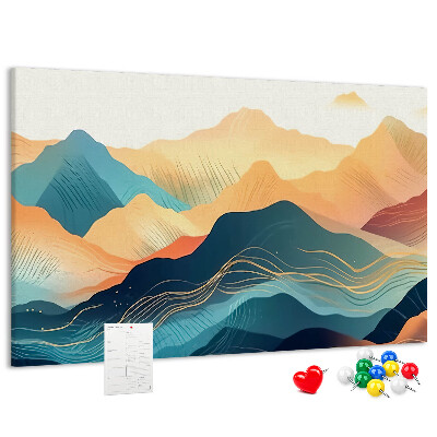 Pizarra de corcho Montañas abstractas en tonos pastel