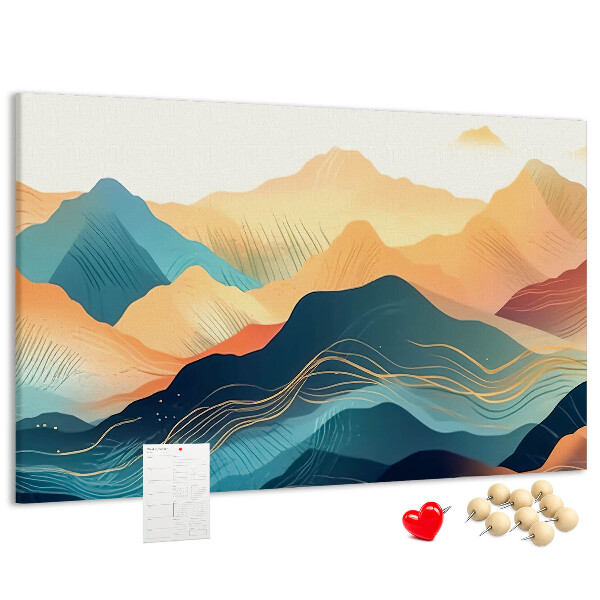 Pizarra de corcho Montañas abstractas en tonos pastel