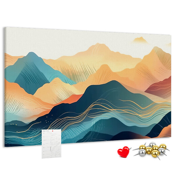 Pizarra de corcho Montañas abstractas en tonos pastel