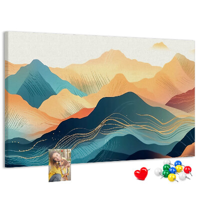 Pizarra de corcho Montañas abstractas en tonos pastel