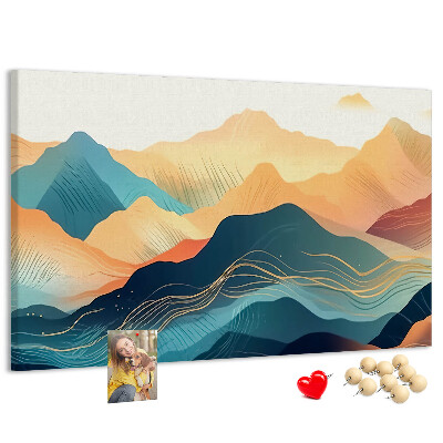 Pizarra de corcho Montañas abstractas en tonos pastel
