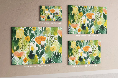 Tablero de corcho decorado con estampado floral de hojas verdes