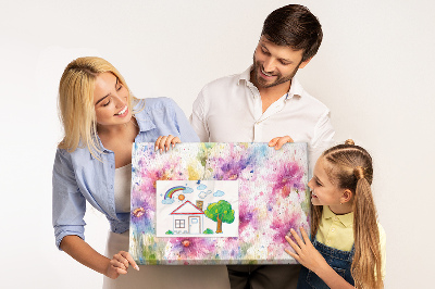 Tablero de corcho decorado con diseño de acuarelas florales en tonos rosados
