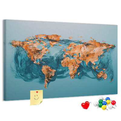 Tablero de anuncios Un mapa del mundo en aguas ondulantes