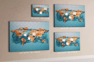 Tablero de anuncios diseño de mapa del mundo sobre aguas ondulantes