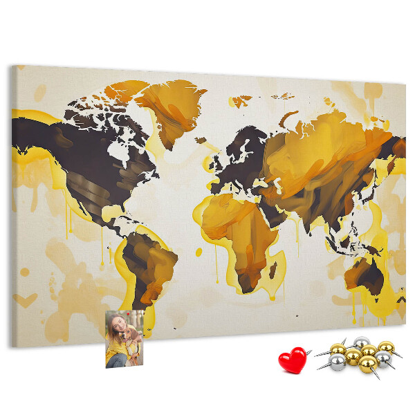 Tablero de corcho decorativo mapa del mundo abstracto en colores cálidos