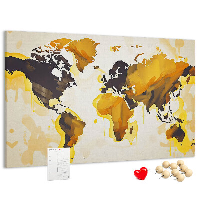 Tablero de corcho decorativo mapa del mundo abstracto en colores cálidos