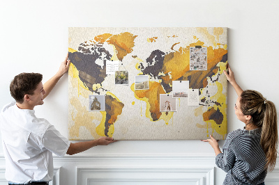 Tablero de corcho decorativo mapa del mundo abstracto en colores cálidos