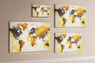 Tablero de corcho decorativo mapa del mundo abstracto en colores cálidos