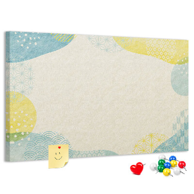 Tablero de corcho decorado Formas coloridas en tonos delicados