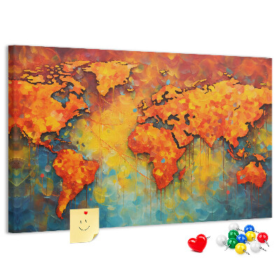 Tablero de anuncios Un colorido mapa del mundo en colores intensos.