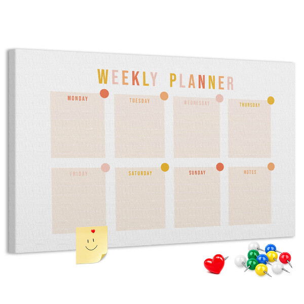 Tablero de corcho decorado planificador semanal en colores pastel