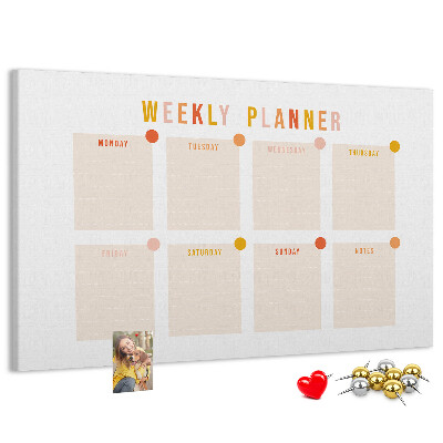 Tablero de corcho decorado planificador semanal en colores pastel