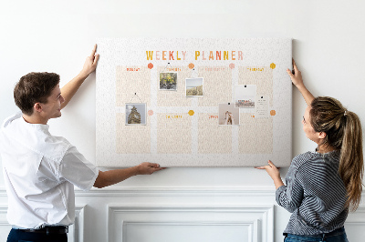 Tablero de corcho decorado planificador semanal en colores pastel