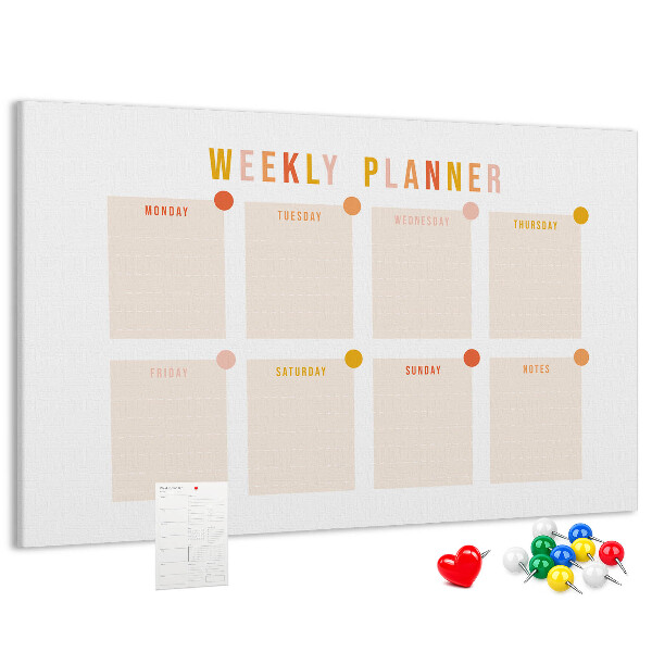 Tablero de corcho decorado planificador semanal en colores pastel