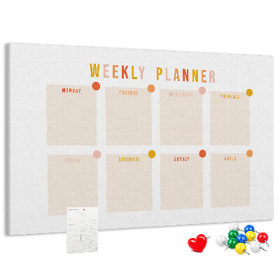 Tablero de corcho decorado planificador semanal en colores pastel
