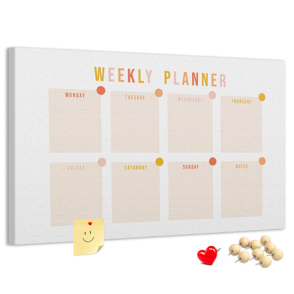 Tablero de corcho decorado planificador semanal en colores pastel