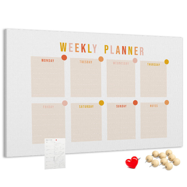 Tablero de corcho decorado planificador semanal en colores pastel