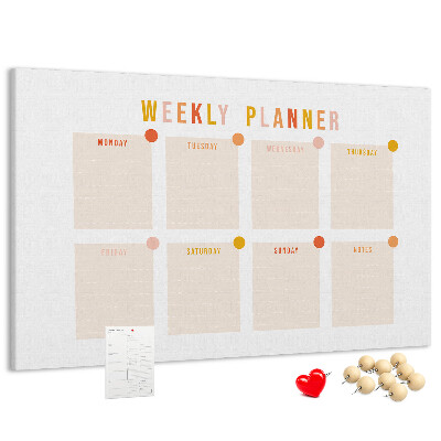 Tablero de corcho decorado planificador semanal en colores pastel
