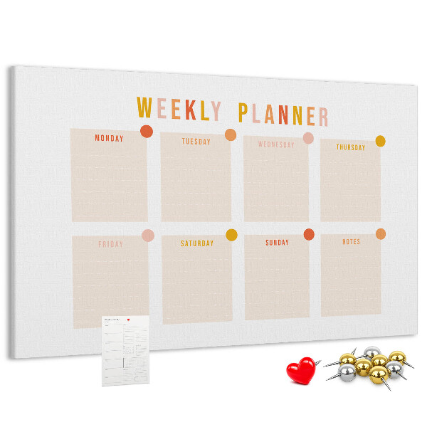 Tablero de corcho decorado planificador semanal en colores pastel