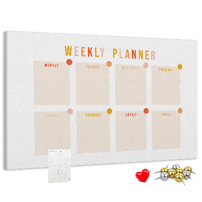 Tablero de corcho decorado planificador semanal en colores pastel