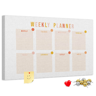 Tablero de corcho decorado planificador semanal en colores pastel