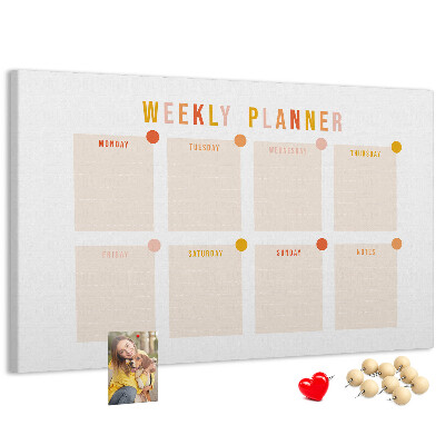 Tablero de corcho decorado planificador semanal en colores pastel