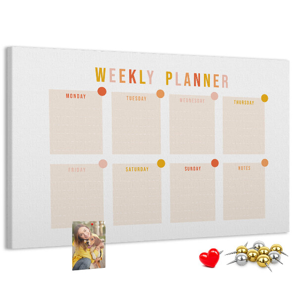Tablero de corcho decorado planificador semanal en colores pastel