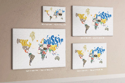 Tablero de corcho decorativo mapa del mundo con nombres de países