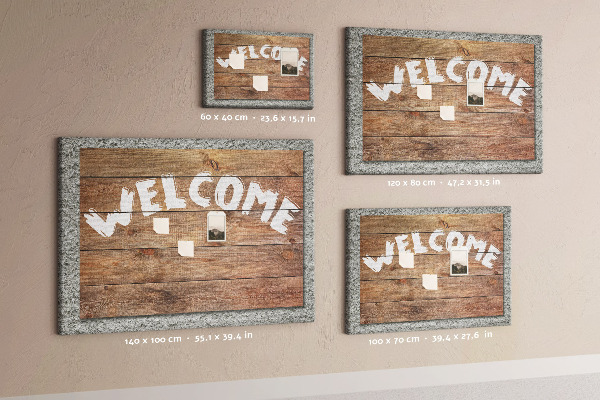 Tablero de corcho decorativo tablero de bienvenida de madera con inscripción