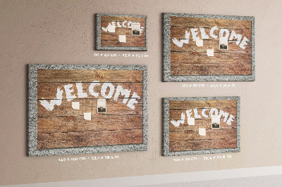 Tablero de corcho decorativo tablero de bienvenida de madera con inscripción