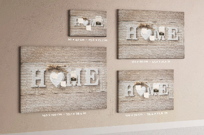 Tablero de corcho decorativo con elegante inscripción HOME y un corazón