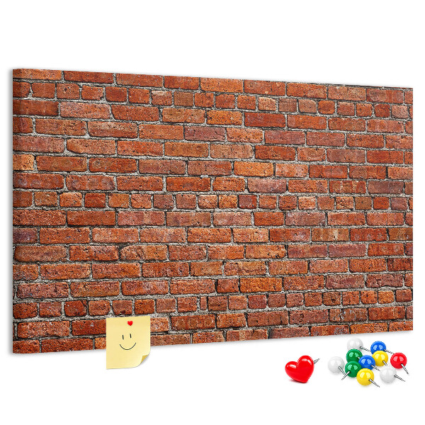 Tablero de anuncios diseño de pared de ladrillo en tonos cálidos