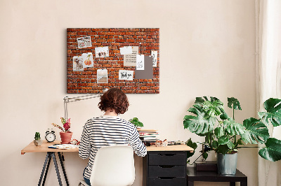 Tablero de anuncios diseño de pared de ladrillo en tonos cálidos