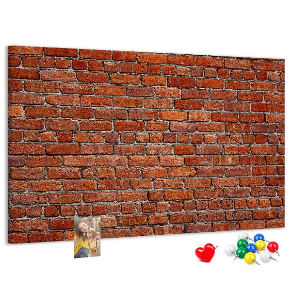 Tablero de anuncios diseño de pared de ladrillo en tonos cálidos