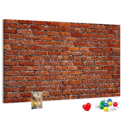 Tablero de anuncios diseño de pared de ladrillo en tonos cálidos