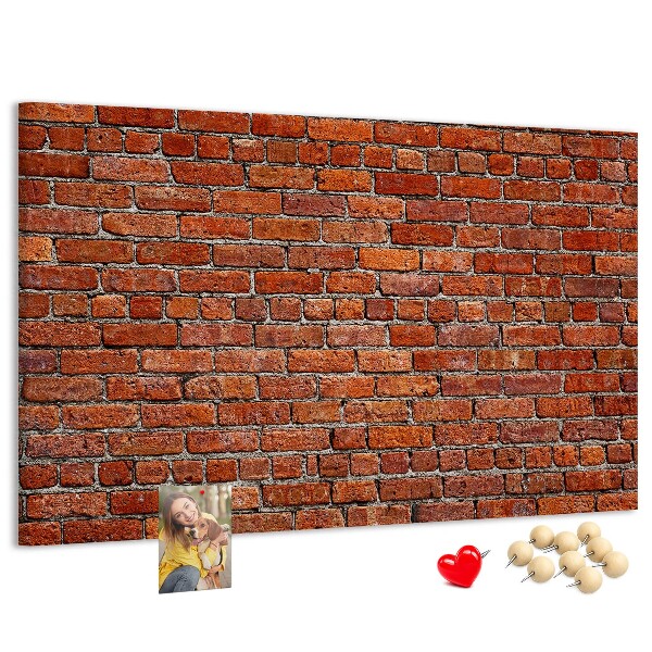 Tablero de anuncios diseño de pared de ladrillo en tonos cálidos