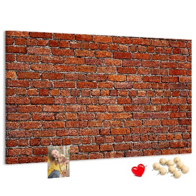 Tablero de anuncios diseño de pared de ladrillo en tonos cálidos