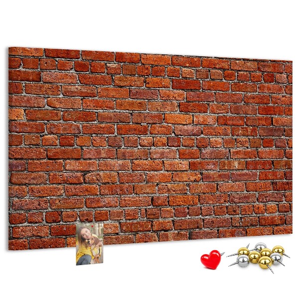 Tablero de anuncios diseño de pared de ladrillo en tonos cálidos