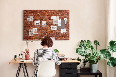 Tablero de anuncios diseño de pared de ladrillo en tonos cálidos