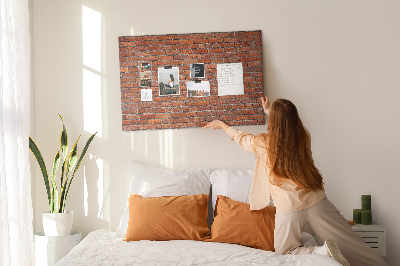 Tablero de anuncios diseño de pared de ladrillo en tonos cálidos