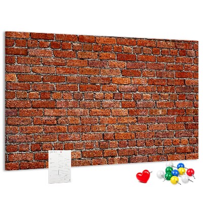 Tablero de anuncios diseño de pared de ladrillo en tonos cálidos